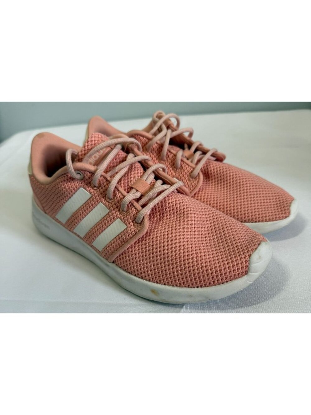 Adidas QT Racer Womens Size 6.5 Pink Mesh Running Shoes Lace Up Athletic Sneaker